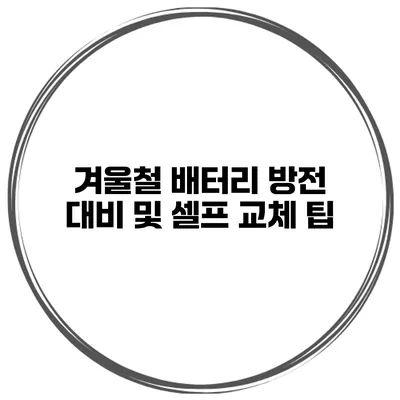 겨울철 배터리 방전 대비 및 셀프 교체 팁