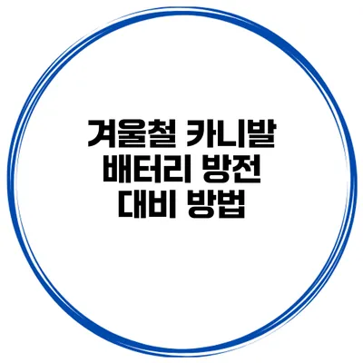 겨울철 카니발 배터리 방전 대비 방법