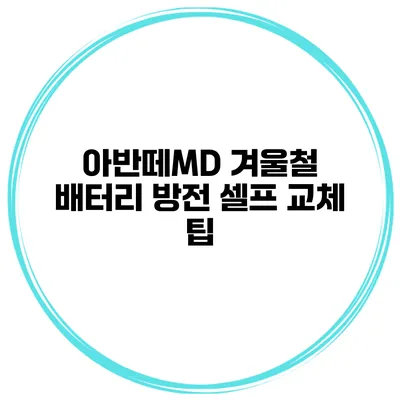 아반떼MD 겨울철 배터리 방전 셀프 교체 팁