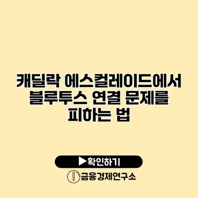 캐딜락 에스컬레이드에서 블루투스 연결 문제를 피하는 법