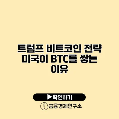 트럼프 비트코인 전략 미국이 BTC를 쌓는 이유